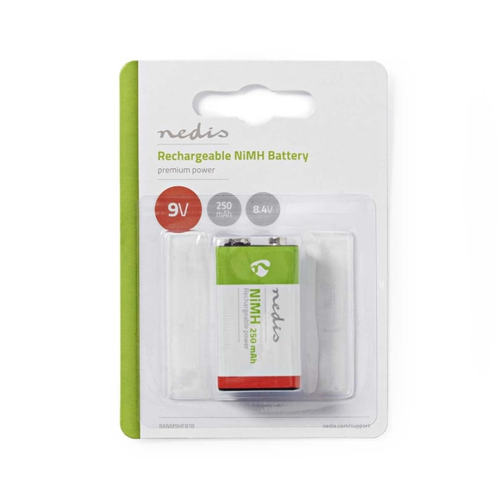 Nedis Ladattava Ni-MH-Akku E | 8.4 V DC | 250 mAh | Esiladattu | 1-Pakkaus | 6LR61 ryhmässä KODINELEKTRONIIKKA / Paristot & Laturit / Ladattavat paristot / Muut @ TP E-commerce Nordic AB (38-73000)