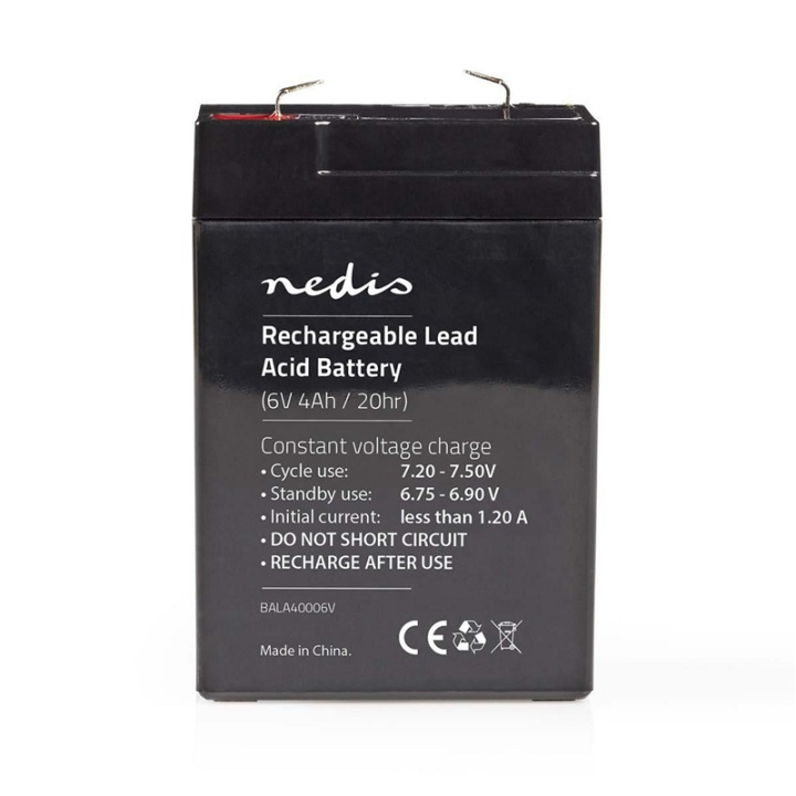 Nedis Lyijyakku | Lyijyhappo | Ladattava | 6 V | 4500 mAh ryhmässä KODINELEKTRONIIKKA / Paristot & Laturit / Ladattavat paristot / Lyijyparistot @ TP E-commerce Nordic AB (38-73025)