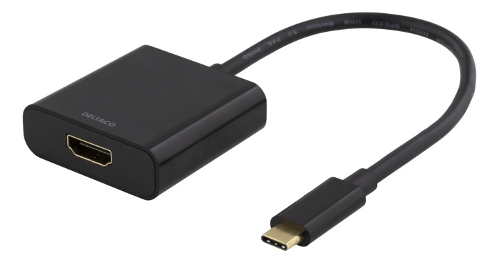 DELTACO USB-C - HDMI-sovitin, 4096x2160 30Hz, musta ryhmässä KODINELEKTRONIIKKA / Kaapelit & Sovittimet / HDMI / Sovittimet @ TP E-commerce Nordic AB (38-74619)