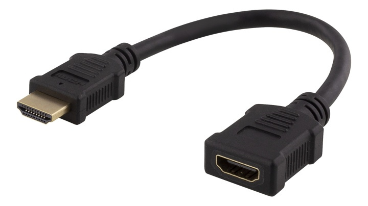 DELTACO HDMI-sovitin, 0,2m, taipuisa, uros - naaras, UHD, musta ryhmässä KODINELEKTRONIIKKA / Kaapelit & Sovittimet / HDMI / Sovittimet @ TP E-commerce Nordic AB (38-74647)