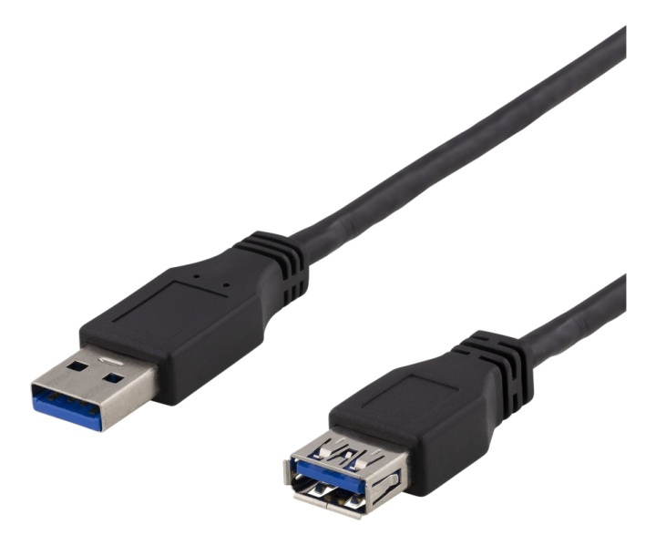 DELTACO USB 3.1 Gen 1 -jatkokaapeli, 2m, USB-A ur - USB-A na, musta ryhmässä TIETOKOONET & TARVIKKEET / Kaapelit & Sovittimet / USB / USB-A / Kaapelit @ TP E-commerce Nordic AB (38-74727)