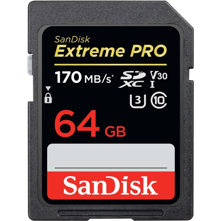 SANDISK SDXC Extreme Pro 64GB 170MB/s UHS-I V30 U3 C10 ryhmässä KODINELEKTRONIIKKA / Tallennusvälineet / Muistikortit / SD/SDHC/SDXC @ TP E-commerce Nordic AB (38-74984)