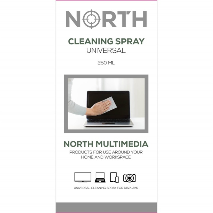 North Rengöringskit Universal Vätska 250ml och Rengöringsduk ryhmässä KODINELEKTRONIIKKA / Ääni & Kuva / TV & Tarvikkeet / Tarvikkeet @ TP E-commerce Nordic AB (38-75033)