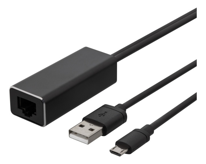 DELTACO Ethernet-sovitin mediatoistimia varten, USB, RJ45, musta ryhmässä TIETOKOONET & TARVIKKEET / Verkko / Verkkokortti / USB @ TP E-commerce Nordic AB (38-77064)