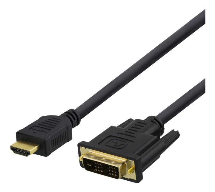 DELTACO HDMI - DVI-kaapeli, 2m, Full HD, musta ryhmässä KODINELEKTRONIIKKA / Kaapelit & Sovittimet / HDMI / Kaapelit @ TP E-commerce Nordic AB (38-77065)
