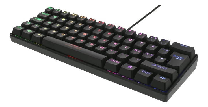DELTACO GAMING mekaaninen näppäimistö punaisilla kytkimillä, 60% RGB, 62st näppäintä ryhmässä TIETOKOONET & TARVIKKEET / GAMING / Näppäimistöt @ TP E-commerce Nordic AB (38-77155)