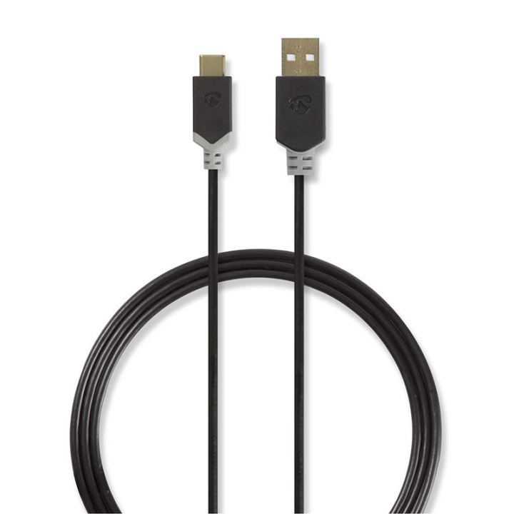 Nedis USB kaapeli | USB 2.0 | USB-A Uros | USB-C™ Uros | 60 W | 480 Mbps | Kullattu | 1.00 m | Pyöreä | PVC | Antrasiitti | Ikkunallinen laatikko ryhmässä ÄLYPUHELIMET JA TABLETIT / Laturit & Kaapelit / Kaapelit / Tyyppi C -kaapelit @ TP E-commerce Nordic AB (38-77538)