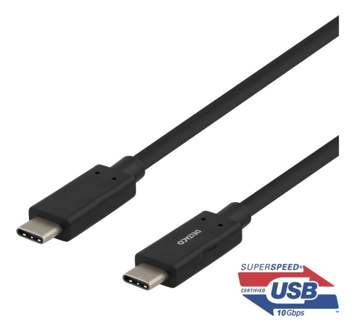 DELTACO USB-C-kaapeli, 1m, USB 3.1 Gen 2, 10Gbps, 60W, musta ryhmässä ÄLYPUHELIMET JA TABLETIT / Laturit & Kaapelit / Kaapelit / Tyyppi C -kaapelit @ TP E-commerce Nordic AB (38-78193)