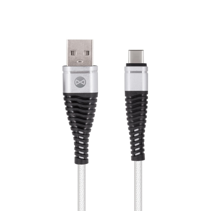 Forever USB Type-C kabel Shark Vit 1m 2A ryhmässä ÄLYPUHELIMET JA TABLETIT / Laturit & Kaapelit / Kaapelit / Tyyppi C -kaapelit @ TP E-commerce Nordic AB (38-78854)