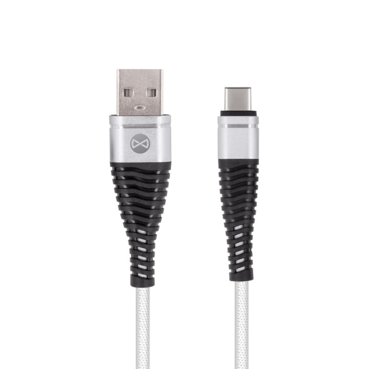 Forever USB Type-C kaapeli Shark White 1m 2A ryhmässä ÄLYPUHELIMET JA TABLETIT / Laturit & Kaapelit / Kaapelit / Tyyppi C -kaapelit @ TP E-commerce Nordic AB (38-78854)