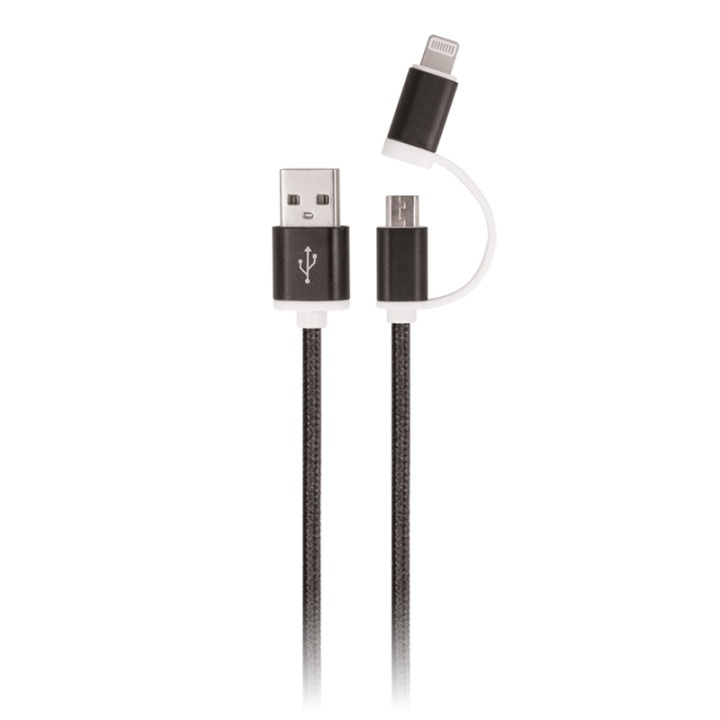 Setty 2in1 USB-kaapeli microUSB / USB-C, 1 m, musta ryhmässä ÄLYPUHELIMET JA TABLETIT / Laturit & Kaapelit / Kaapelit / MicroUSB-kaapelit @ TP E-commerce Nordic AB (38-79026)