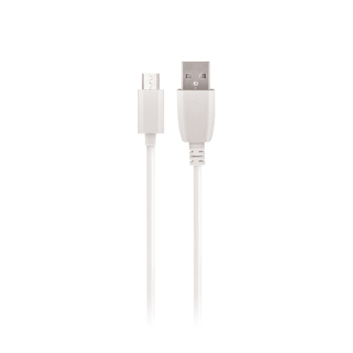 Setty USB-kabel med micro-USB, 3 m, 2A, Vit ryhmässä ÄLYPUHELIMET JA TABLETIT / Laturit & Kaapelit / Kaapelit / MicroUSB-kaapelit @ TP E-commerce Nordic AB (38-79031)