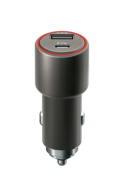 Billaddare med Quick Charge 3.0 - 1xUSB | 1xUSB-C, 30W ryhmässä ÄLYPUHELIMET JA TABLETIT / Laturit & Kaapelit / Autolaturi / Autolaturi USB @ TP E-commerce Nordic AB (38-79361)