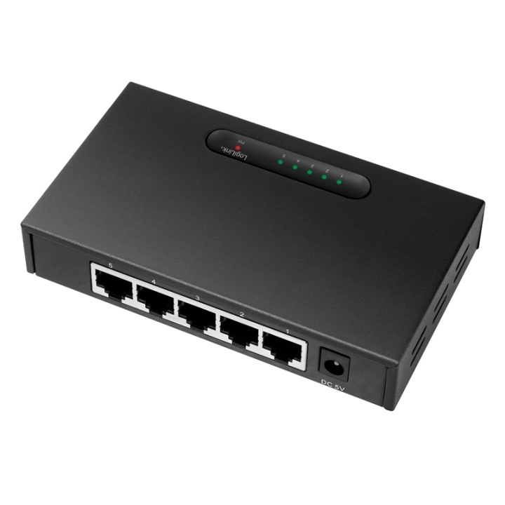 LogiLink Gigabit 5-port Switch Metall ryhmässä TIETOKOONET & TARVIKKEET / Verkko / Kytkimet @ TP E-commerce Nordic AB (38-79404)