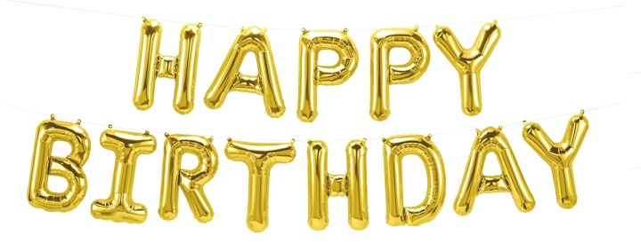 Ilmapallot Happy Birthday, 40cm, Kulta ryhmässä LELUT, TUOTTEET LAPSILLE JA VAUVOILLE / Syö ja juo / Lastenjuhlat ja juhlat @ TP E-commerce Nordic AB (38-80792)