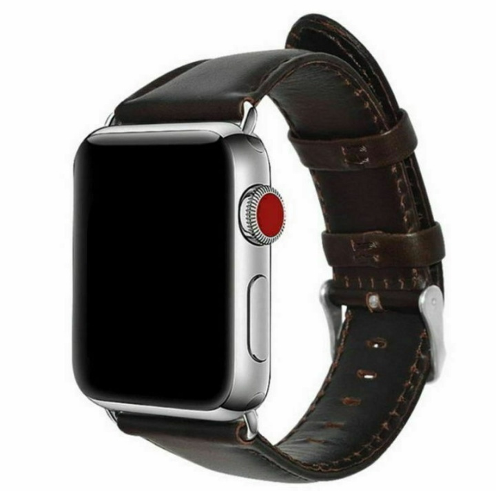 Kelloranneke keinonahasta Apple Watchiin, 38/40/41mm, tummanruskea ryhmässä ÄLYPUHELIMET JA TABLETIT / Urheilu, koti ja vapaa-aika / Apple Watch & tarvikkeet / Tarvikkeet @ TP E-commerce Nordic AB (38-80902)