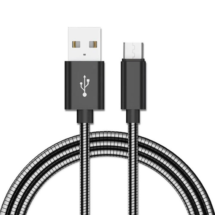 NORDIQZENZ Micro-USB-kaapeli metallikuorilla, 1m ryhmässä ÄLYPUHELIMET JA TABLETIT / Laturit & Kaapelit / Kaapelit / MicroUSB-kaapelit @ TP E-commerce Nordic AB (38-81353)