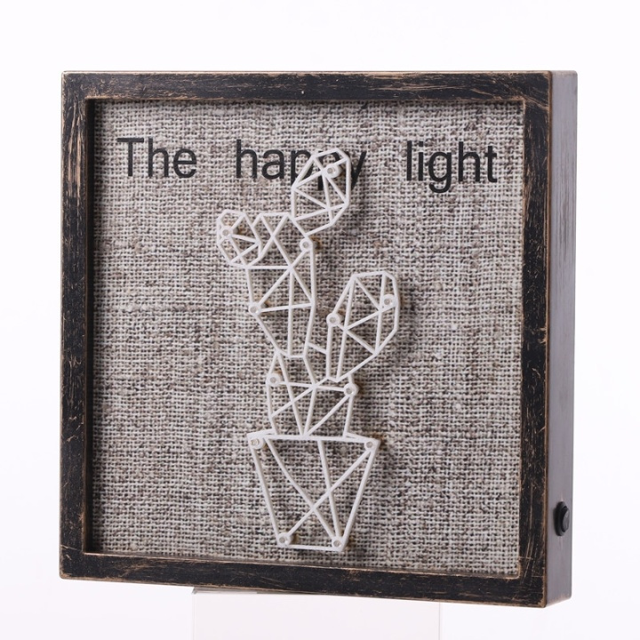 The Happy Light, LED-valolla varustettu taulu, kaktus ryhmässä KODINELEKTRONIIKKA / Valaistus / Seinälamput @ TP E-commerce Nordic AB (38-81373)
