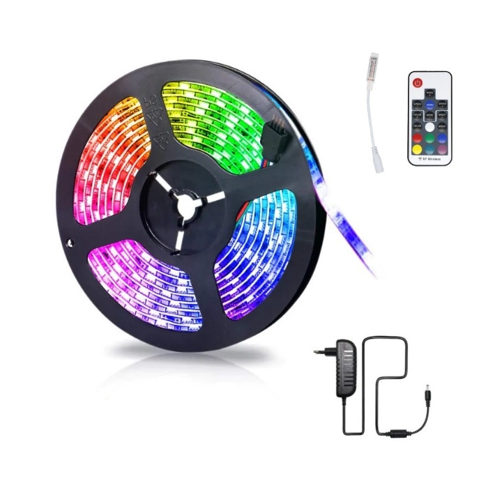 3528 RGB LED-strip med fjärrkontroll, 5m ryhmässä KODINELEKTRONIIKKA / Valaistus / LED-silmukka @ TP E-commerce Nordic AB (38-81511)