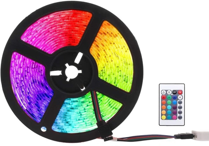 5050 RGB LED-nauhat kaukosäätimellä, 3m ryhmässä KODINELEKTRONIIKKA / Valaistus / LED-silmukka @ TP E-commerce Nordic AB (38-81512)