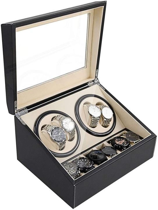 Watch winder/klocksnurra för flera klockor, Svart ryhmässä KOTI, TALOUS JA PUUTARHA / Kellot ja laskimet / Tarvikkeet @ TP E-commerce Nordic AB (38-82276)