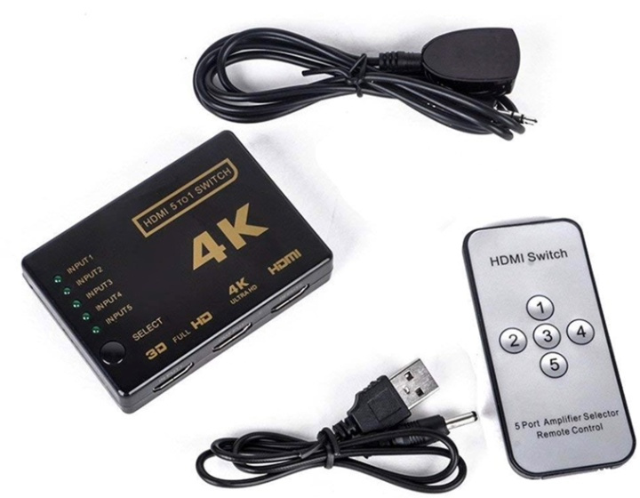 HDMI Switch, 5 till 1 ryhmässä TIETOKOONET & TARVIKKEET / Kaapelit & Sovittimet / Adapterit @ TP E-commerce Nordic AB (38-82384)