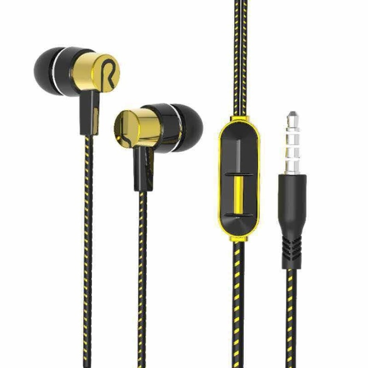 In-ear-kuulokkeet mikrofonilla, Musta/Keltainen ryhmässä KODINELEKTRONIIKKA / Ääni & Kuva / Kuulokkeet & Tarvikkeet / Kuulokkeet @ TP E-commerce Nordic AB (38-83004)