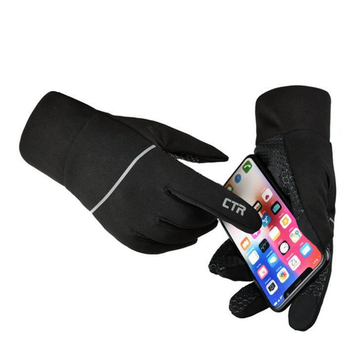 Warm touchscreen gloves with textured palm, Medium ryhmässä URHEILU, VAPAA-AIKA JA HARRASTUS / Tarvikkeet / Lapaset ja hanskat @ TP E-commerce Nordic AB (38-83037)