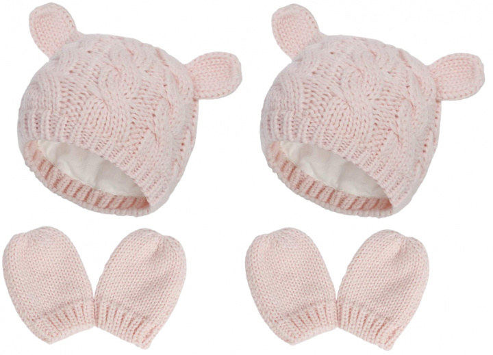 2 x söpö neulottu setti, jossa hattu ja lapaset vauvalle, Medium, Pink ryhmässä LELUT, TUOTTEET LAPSILLE JA VAUVOILLE / Lasten tekstiilit / Vauvan huovat @ TP E-commerce Nordic AB (38-83047)