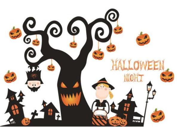 Halloween-aiheinen seinäkoristelu, Scary tree 60x90cm ryhmässä KOTI, TALOUS JA PUUTARHA / Sisustus / Halloween @ TP E-commerce Nordic AB (38-83053)