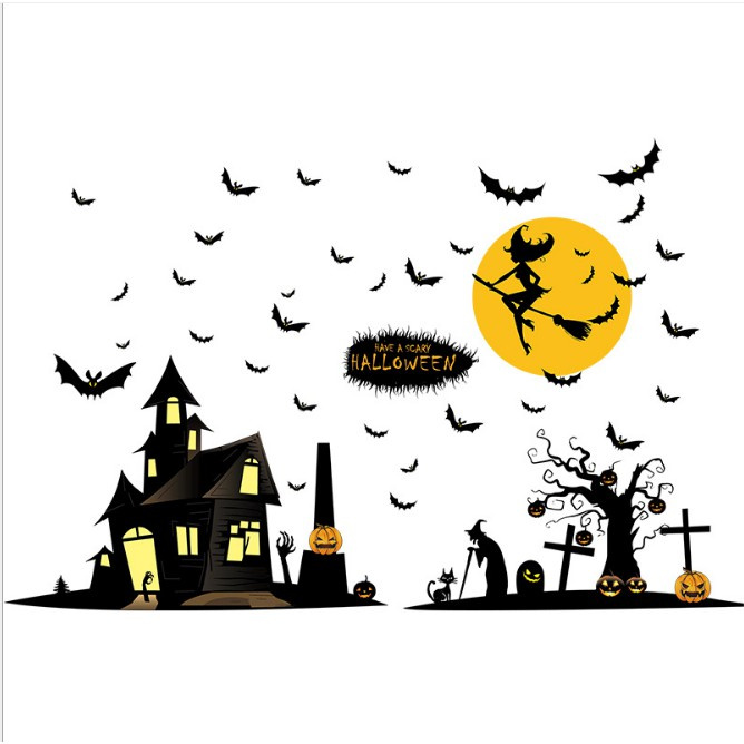 Halloween-aiheinen seinäkoristelu, Kummitustalo 60x90cm ryhmässä KOTI, TALOUS JA PUUTARHA / Sisustus / Halloween @ TP E-commerce Nordic AB (38-83055)