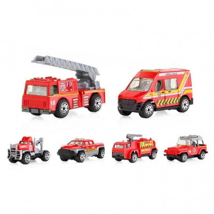6 paloauton sarja, mukaan lukien paloauto ryhmässä LELUT, TUOTTEET LAPSILLE JA VAUVOILLE / Leikkikalut, Askartelu &Pelit / Leikkiautot @ TP E-commerce Nordic AB (38-83165)