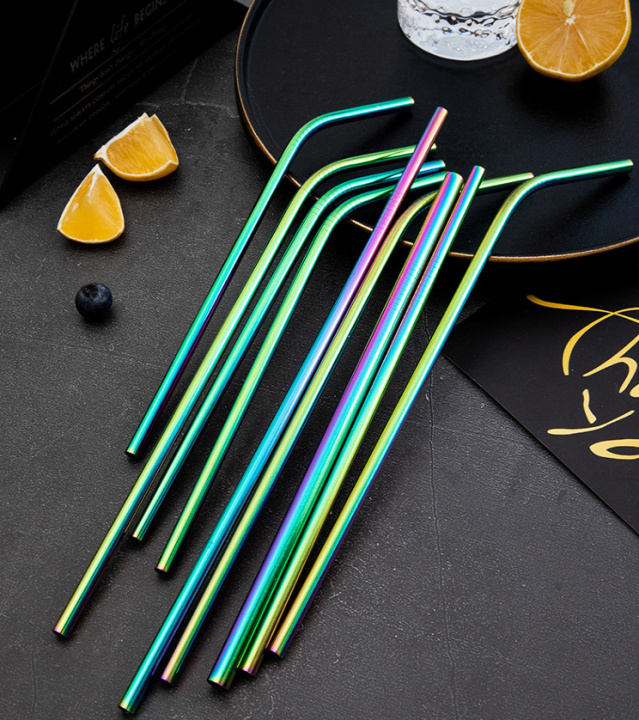8 colorful straws in stainless steel ryhmässä KOTI, TALOUS JA PUUTARHA / Keittiövälineet / Muut keittivälineet @ TP E-commerce Nordic AB (38-83191)