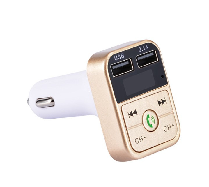 2-in-1 FM-lähetin kahdella USB-liitännällä, näytöllä ja painikkeilla, kultainen ryhmässä AUTO / Auton äänijärjestelmä & Multimedia / FM-lähetin @ TP E-commerce Nordic AB (38-83315)