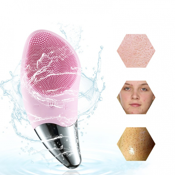 Värisevä kasvojenpuhdistaja silikonissa, Pinkki ryhmässä KAUNEUS JA TERVEYS / Ihonhoito / Kasvot / Ihonhoitovälineet @ TP E-commerce Nordic AB (38-83335)
