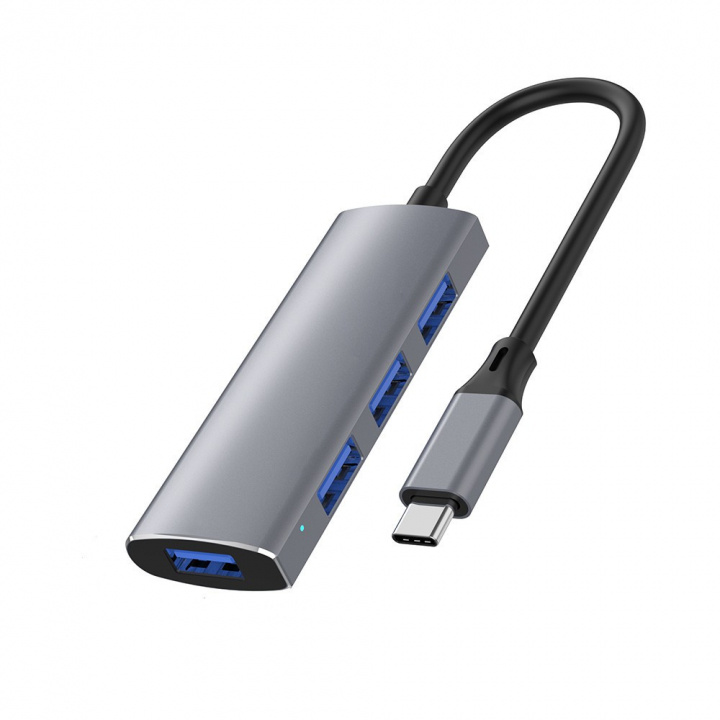 USB-C Hubb 4-portar, grå ryhmässä TIETOKOONET & TARVIKKEET / Tietokonetarvikkeet / USB-telakat @ TP E-commerce Nordic AB (38-83560)
