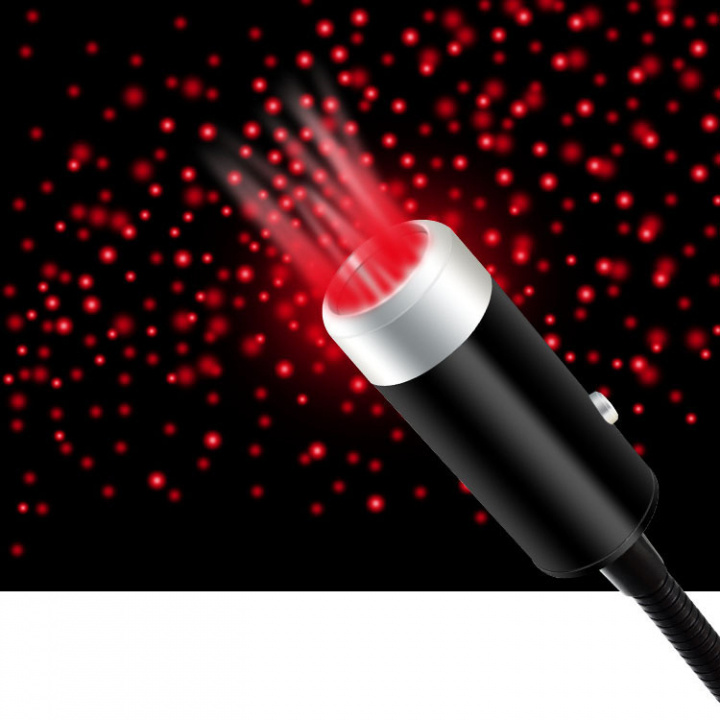 USB-Lamppu, joka luo tähtitaivaan tunnelman autossa, punainen valo ryhmässä AUTO / Auton valot / Lisävalot @ TP E-commerce Nordic AB (38-83793)