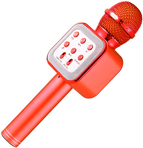 Karaoke-mikrofoni Bluetoothilla, Punainen ryhmässä KODINELEKTRONIIKKA / Ääni & Kuva / Kädessä pidettävät mikrofonit @ TP E-commerce Nordic AB (38-83814)