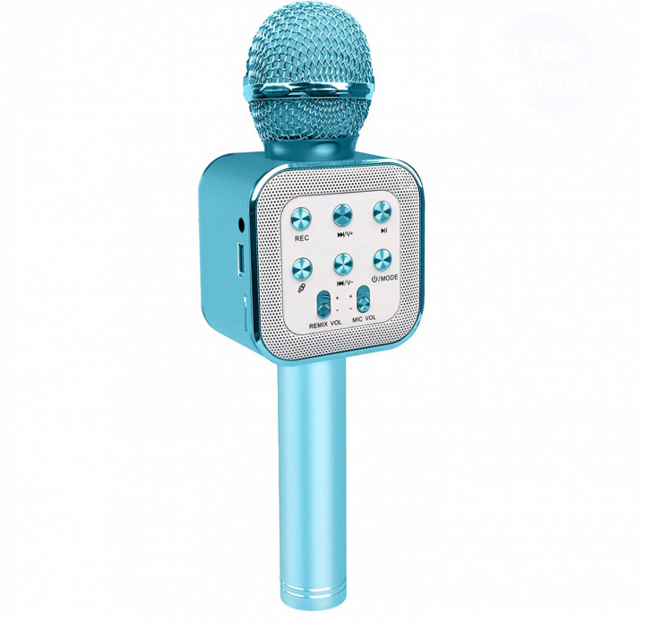 Karaoke-mikrofoni Bluetoothilla, Sininen ryhmässä KODINELEKTRONIIKKA / Ääni & Kuva / Kädessä pidettävät mikrofonit @ TP E-commerce Nordic AB (38-83815)