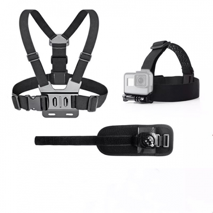 Bröstsele kompatibel med GoPro Hero inkl. Headstrap & Armband ryhmässä URHEILU, VAPAA-AIKA JA HARRASTUS / Action-kamerat & Tarvikkeet / Muut tarvikkeet @ TP E-commerce Nordic AB (38-83955)