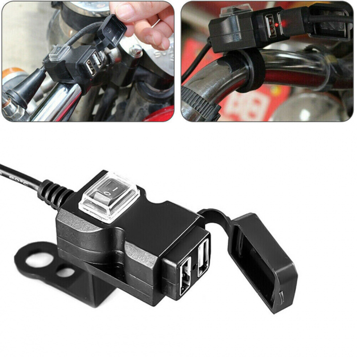 2xUSB laddare till motorcykel ryhmässä AUTO / Moottoripyöräily @ TP E-commerce Nordic AB (38-84093)