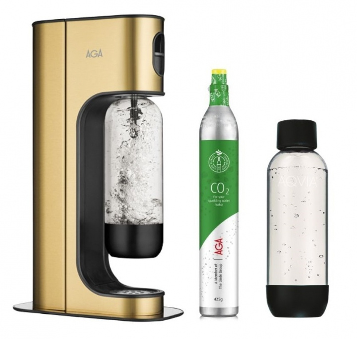 AGA EXCLUSIVE BRASS BLACK 2 PET-karbonaattori/hiilihapotuskasetti ryhmässä KOTI, TALOUS JA PUUTARHA / Kodinkoneet / Vesi ja mehu / Hiilihapotuslaitteet / Hiilihapotuslaitteet @ TP E-commerce Nordic AB (38-84110)