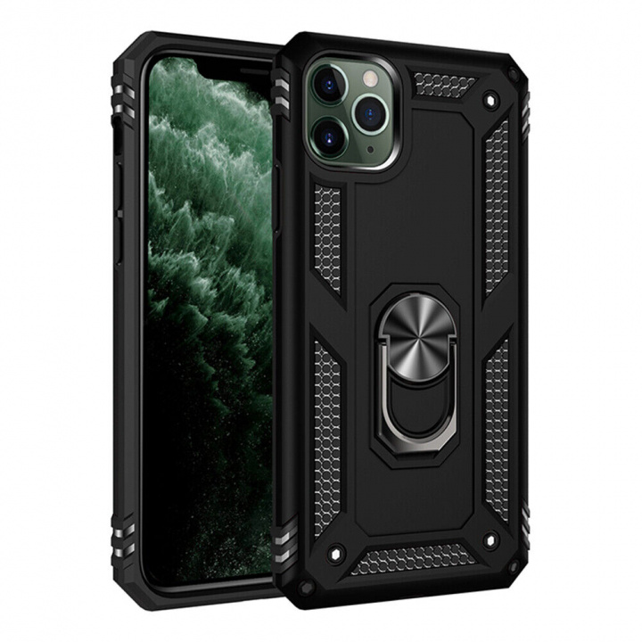 Matkapuhelinkotelo iPhone 15 Pro:lle rengastelineellä, musta ryhmässä ÄLYPUHELIMET JA TABLETIT / Puhelimen suojakotelo / Apple / iPhone 15 @ TP E-commerce Nordic AB (38-84278)