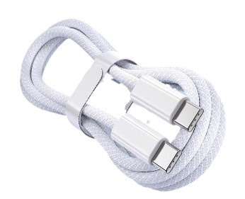 Punottu USB-C-kaapeli - 2 m - Valkoinen - iPhone 15 yhteensopiva - Nylon - PD60W ryhmässä ÄLYPUHELIMET JA TABLETIT / Laturit & Kaapelit / Kaapelit / Tyyppi C -kaapelit @ TP E-commerce Nordic AB (38-84300)