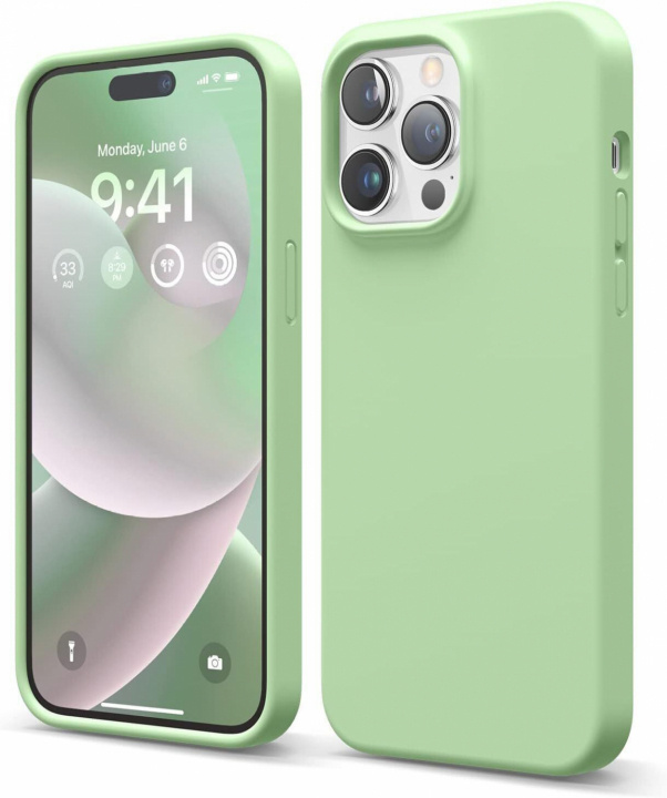 Silikonikotelo iPhone 15 Pro:lle, vaaleanvihreä ryhmässä ÄLYPUHELIMET JA TABLETIT / Puhelimen suojakotelo / Apple / iPhone 15 @ TP E-commerce Nordic AB (38-84326)