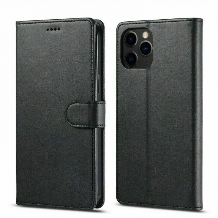 Keinonahkainen lompakkokotelo, jossa on korttipaikka iPhone 16 Pro:lle, musta ryhmässä ÄLYPUHELIMET JA TABLETIT / Puhelimen suojakotelo / Apple / iPhone 16 @ TP E-commerce Nordic AB (38-84452)