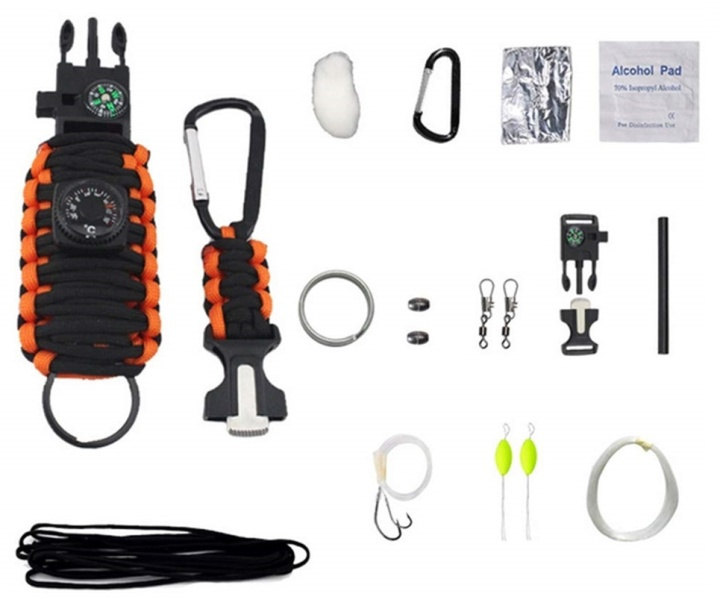 Survival Kit, jossa 12 lisävarustetta - Oranssi ryhmässä URHEILU, VAPAA-AIKA JA HARRASTUS / Hauskat tavarat / Älylaitteet @ TP E-commerce Nordic AB (38-84507)