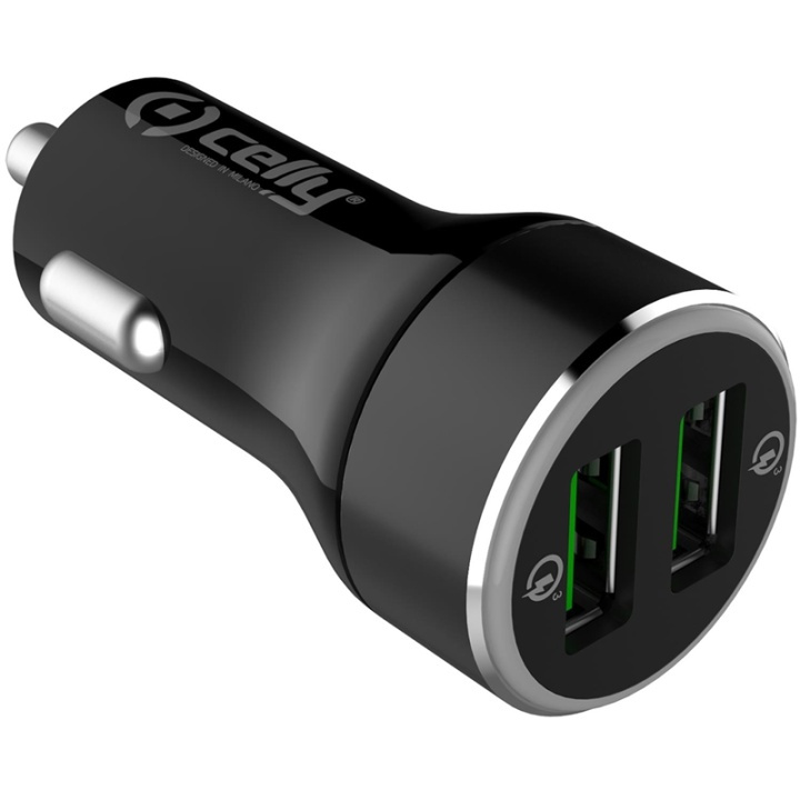 Celly Billaddare 2xUSB QC3 Max 36W ryhmässä ÄLYPUHELIMET JA TABLETIT / Laturit & Kaapelit / Autolaturi / Autolaturi USB @ TP E-commerce Nordic AB (38-85655)