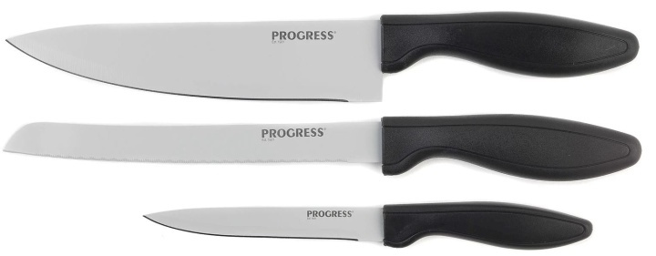 Progress Knivset med kockkniv, brödkniv och allround-kniv ryhmässä KOTI, TALOUS JA PUUTARHA / Keittiövälineet / Keittiöveitset ja veitsenteroittimet @ TP E-commerce Nordic AB (38-85940)