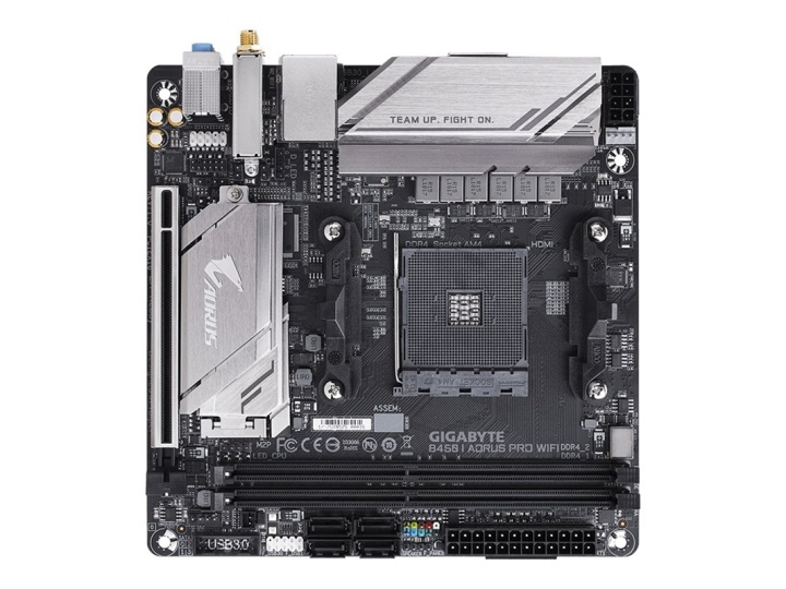 Gigabyte B450 I AORUS PRO WIFI Mini ITX AM4 AMD B450 ryhmässä TIETOKOONET & TARVIKKEET / Tietokoneen komponentit / Emolevyt @ TP E-commerce Nordic AB (38-86218)